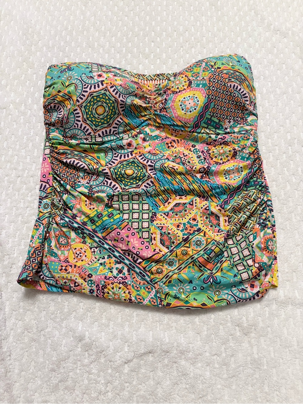 Bleu Rod Beattie Strapless One-Piece in Mint, Pink & Yellow Mosaic top ONLY